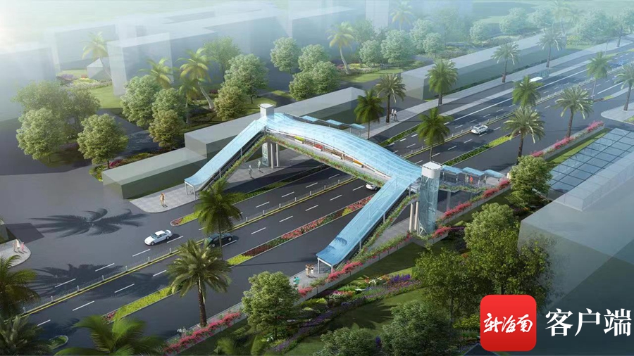 海口秀华路省人民医院旁过街天桥完成主梁架设 最快4月底完工 - 第3张